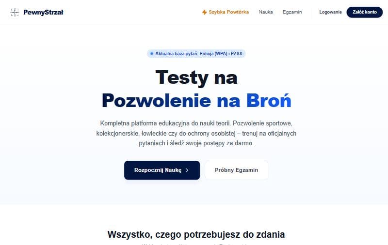 Screenshot: Pewny Strzał (learning platform)